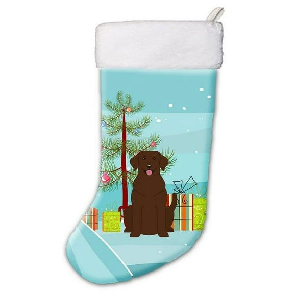 Carolines Treasures BB4181CS Merry Christmas Tree Chocolate Labrador Christmas Stocking