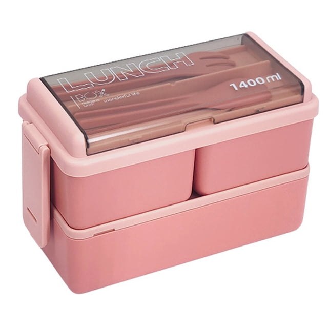 Visland 1400ML Double Plastic Lunch Box Three compartments Sealed Avoid Food Mixing Perfect Meal Match Microwave Lunch Box