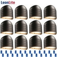 thumbnail image 1 of LEONLITE 12-Pack Low Voltage LED Deck Lights, Landscape Step Stair Railing Fence Light, 12-24V AC/DC, Die-cast Aluminum Accent Lighting, UL Listed Cord, 3000K Warm White, Bronze, 5 Years Warranty, 1 of 7