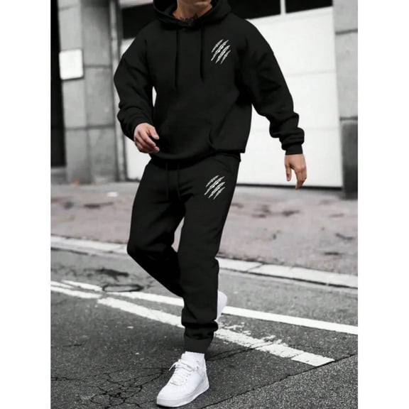 Hogleaql Sweatsuits for Men 2 Piece Solid Color Relaxed Fit Hoodie Joggers Sport Pant Set Casual Winter Suits with Pockets Beige 2XL