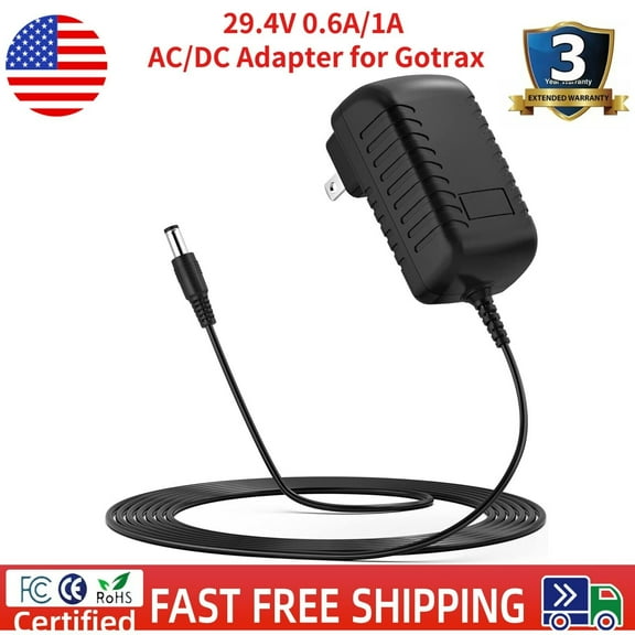 29.4V 0.6A/1A AC/DC Adapter for Gotrax GKS Lumios/Plus/Pro Electric Scooter