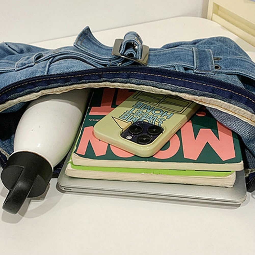 Denim Tote Bag Large Capacity Jean Purses for Women Handbags Soft Shoulder Ladies Purses