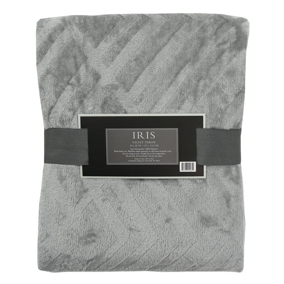 Textured Medium Grey Throw 50x60 Soft Gray Plush Blanket