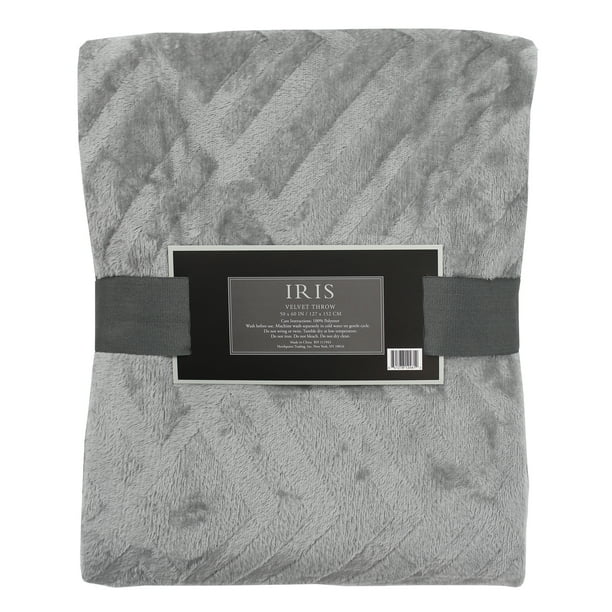 Textured Medium Grey Throw 50x60 Soft Gray Plush Blanket