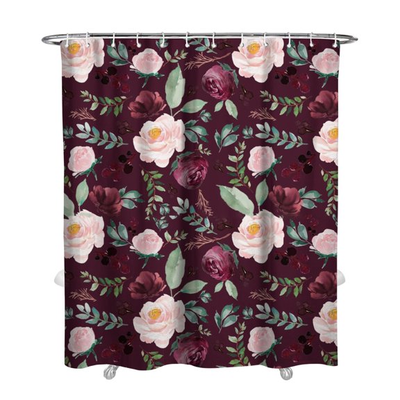 Waterproof Pioneer Shower Curtain 72x84 Inch Polyester Unique Cute Floral Shower Curtain for Bathroom Hotel Home Decor with 12 Plastic Hooks