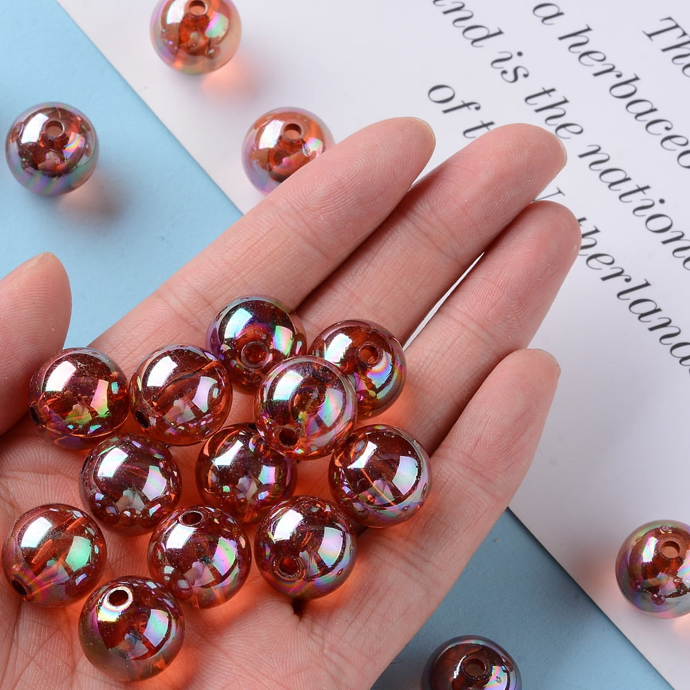 500g Transparent Acrylic Beads AB Color Plated Round Chocolate 16x15mm Hole: 2.8mm about 220pcs/500g