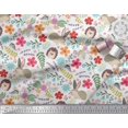 thumbnail image 2 of Soimoi Velvet Fabric Floral,Rabbit & Porcupine Cartoon Printed Fabric 1 Yard 58 Inch Wide, 2 of 3