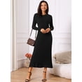 thumbnail image 4 of DARING DIVA Women's Long Sleeve Sweater Fall Crewneck Ribbed Knit Dress L Black, 4 of 8
