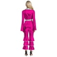 thumbnail image 2 of TiaoBug 70s Disco Outfit for Women Shiny Metallic Dancing Dream Jumpsuit Flared Sleeve Hippie Romper Hot Pink XL, 2 of 7