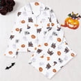 thumbnail image 2 of Likimi Child Toddler Girls Halloween Pajamas Set Long Sleeve Hallowmas Cartoon Print Lapel Button Down Pjs Tops With Pants For Party Soft Casual Sleepwear, 2 of 3