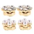thumbnail image 1 of 4pcs Pearl Rehinestone Gosinks para mujeres Elegantes cubiertas de botones de camisa de flores elegantes Botones de manga de joyas para bodas y ocasiones especiales, 1 of 8