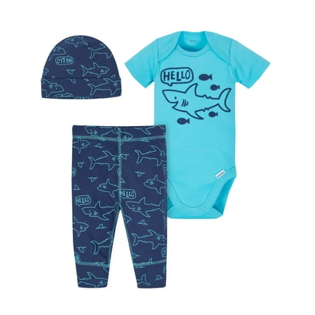 Gerber Onesies Bodysuit, Pants and Cap, 3pc Outfit Set (Baby Boys)