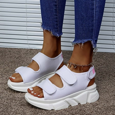 

Sunvit Platform Sandals for Women Casual Beach Sandals Muffin Sport Summer Slide Sandals #231 White