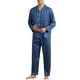 thumbnail image 5 of Pijama casual de 2 piezas de satén de manga larga a rayas para hombres INSPIRE CHIC, Día del Padre, color azul marino, 5 of 6