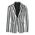 thumbnail image 5 of INSPIRE CHIC Men's Blazers Striped Pattern One Button Notach Lapel Collar Coat 2XL Black White, 5 of 6