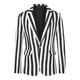 thumbnail image 5 of BLAZERS PARA HOMBRES INSPIRE CHIC Patrón a Rayas Cierre de Un Botón Solapa Notch Talla 2XL Negro Blanco, 5 of 6