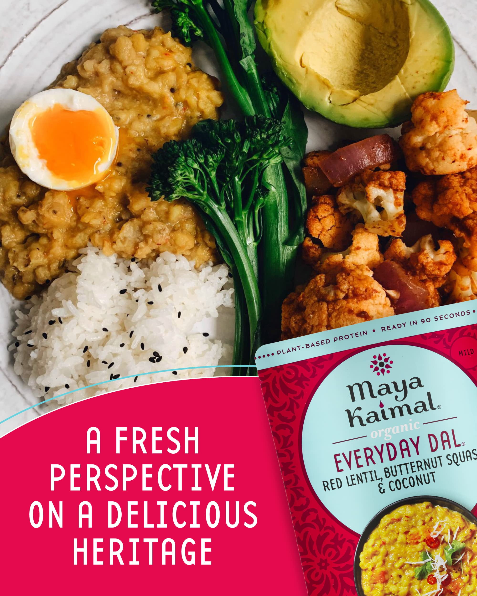 Maya Kaimal - Organic Indian Everyday Dal - Red Lentil 10oz - Fully Cooked with Butternut Squash and Coconut - Vegan - Microwavable - Ready to Eat Meals- Pack of 6