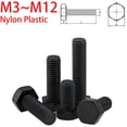 thumbnail image 2 of 5-50 Uds tornillos de cabeza hexagonal externos de nailon negro pernos hexagonales de plástico M3 M4 M5 M6 M8 M10 M12 para uso de aislamiento de calor/electricidad, 2 of 4