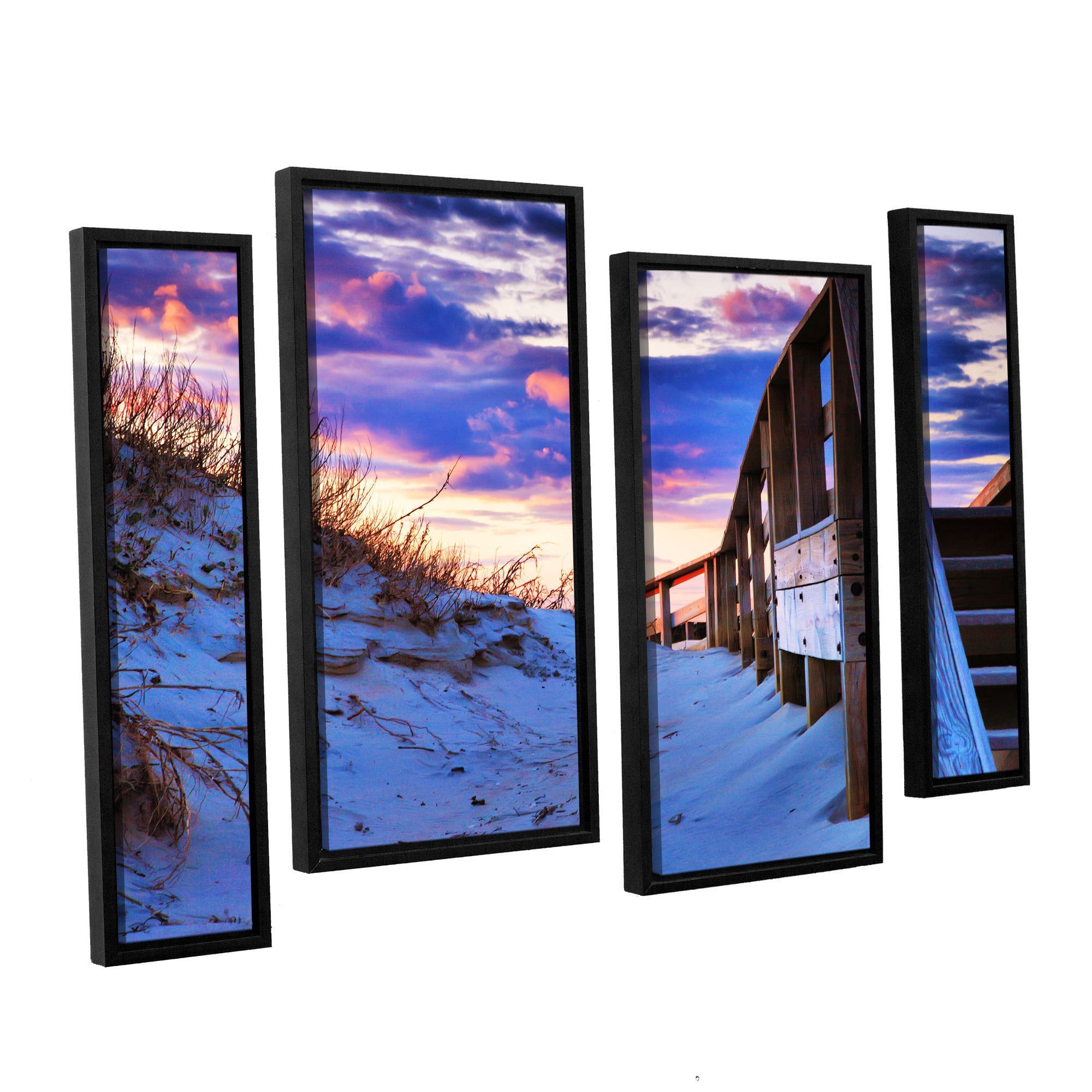 ArtWall Steve Ainsworth "Sunset at Ocracoke" 4-Piece Floater Framed Canvas Staggered Set