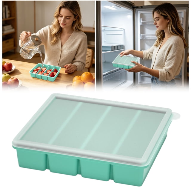 Extra Large Silicone Freezer Tray With Lid And Silicone Freezer Freezer Container Suitable For Storing And Freezing Soups Soups Meals And Ice Cubes