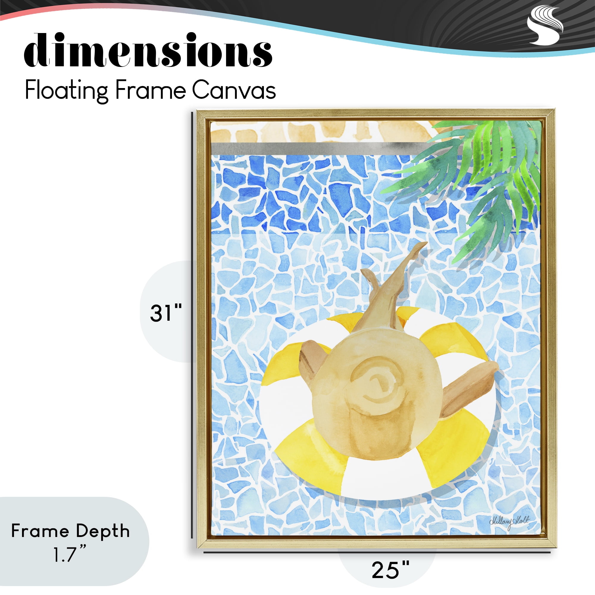 Stupell Industries Summer Poolside Drift Gold Framed Floater Canvas Wall Art, design by Hillary Holt