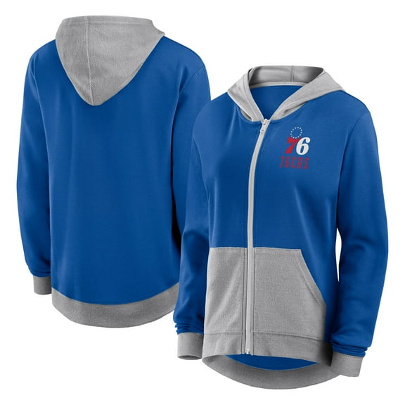 Women's Logo Athletic Royal Philadelphia 76ers Hit It French Terry Full-Zip Hoodie