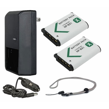 Sony Cyber-shot DSC-RX100 III High Capacity Batteries (2 Units) + AC/DC Universal Charger + Lanyard Neck Strap (Black Finish)