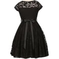 thumbnail image 3 of Big Girls' Illusion Lace Top Stone Belt Flowers Girls Dresses Black 14 (J19KS88), 3 of 3