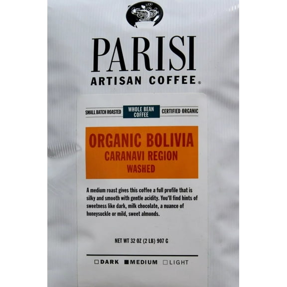 Parisi Artisan Coffee Bolivia Organic Whole Bean Medium-Roast, 32 Ounce