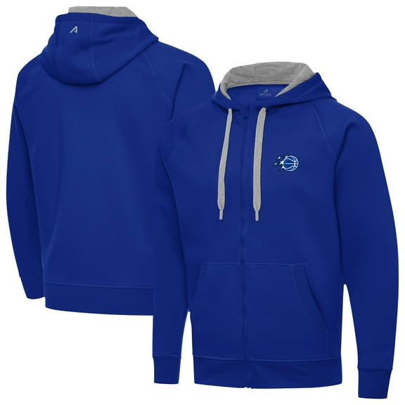 Men's Antigua Royal Orlando Magic New Logo Victory Full-Zip Hooded Sweatshirt