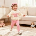 thumbnail image 6 of Xyant Toddler Baby Girl Fall Winter Clothes Embroidered Letter Graphic Crewneck Sweatshirt + Joggers Pants + Headband Outfits Set (18-24 Months,Pink), 6 of 7