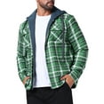 thumbnail image 4 of INSPIRE CHIC Men's Quilted Jacket Drawstring Hooded Zipper Padded Plaid Shacket L Dark Green, 4 of 6
