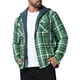 thumbnail image 4 of Chaqueta acolchada con capucha y cordón INSPIRE CHIC para hombre, con cremallera, estilo shacket de cuadros, color verde oscuro, 4 of 6