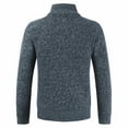 thumbnail image 3 of Lu's Chic Men's Long Sleeve Cardigan Sweater Knitted Thick Warm Fleece Lined Slim Fit Sweater Soft Cable Knit Zip Up Winter Knitwear with Pocket Business Casual Work Blue 46, 3 of 3