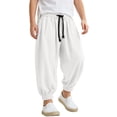 thumbnail image 4 of LYHaoo Boys Washed Crinkle Jogger Pants Loose Fit Casual Trousers For Kids Breathable Soft Elastic Waistband Streetwear School Pants for Boys(White), 4 of 7