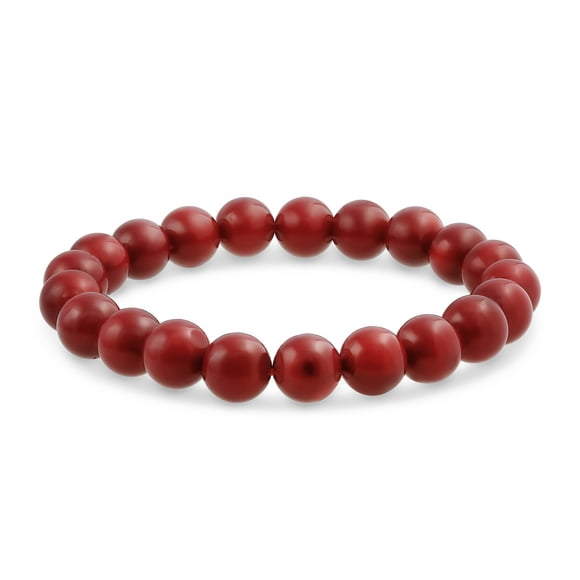 Simple Plain Stacking Round Coral Red Stone Ball Bead Stackable Strand Stretch Bracelet for Women Teen for Men 8MM