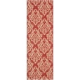 thumbnail image 3 of Safavieh Courtyard Anna Damask Indoor/Outdoor Runner Rug, Red/Creme, 2'3" x 10', 3 of 9