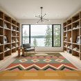 thumbnail image 2 of ODIKA 9'x12' Washable Area Rug Non-Shedding, Easy Care Orange Sunset Geometric Design Intricate and Diamond with Bold Stripes for Master Suite, California King, Under Bed, 2 of 7