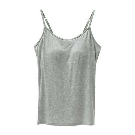 Mrat Sports Bra Tank Womens Loose Chest Pad Suspenders Workout Bottom Solid Vests Yoga Bottom Shirt Vests Backless Tank Tops for Women S-72 Silver-A S