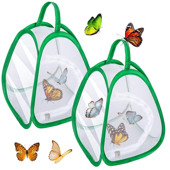 EBaokuup 2 Pcs Butterfly Habitat Cage, 10 x 8.8 x 8 Inch Collapsible Insect Mesh Cage