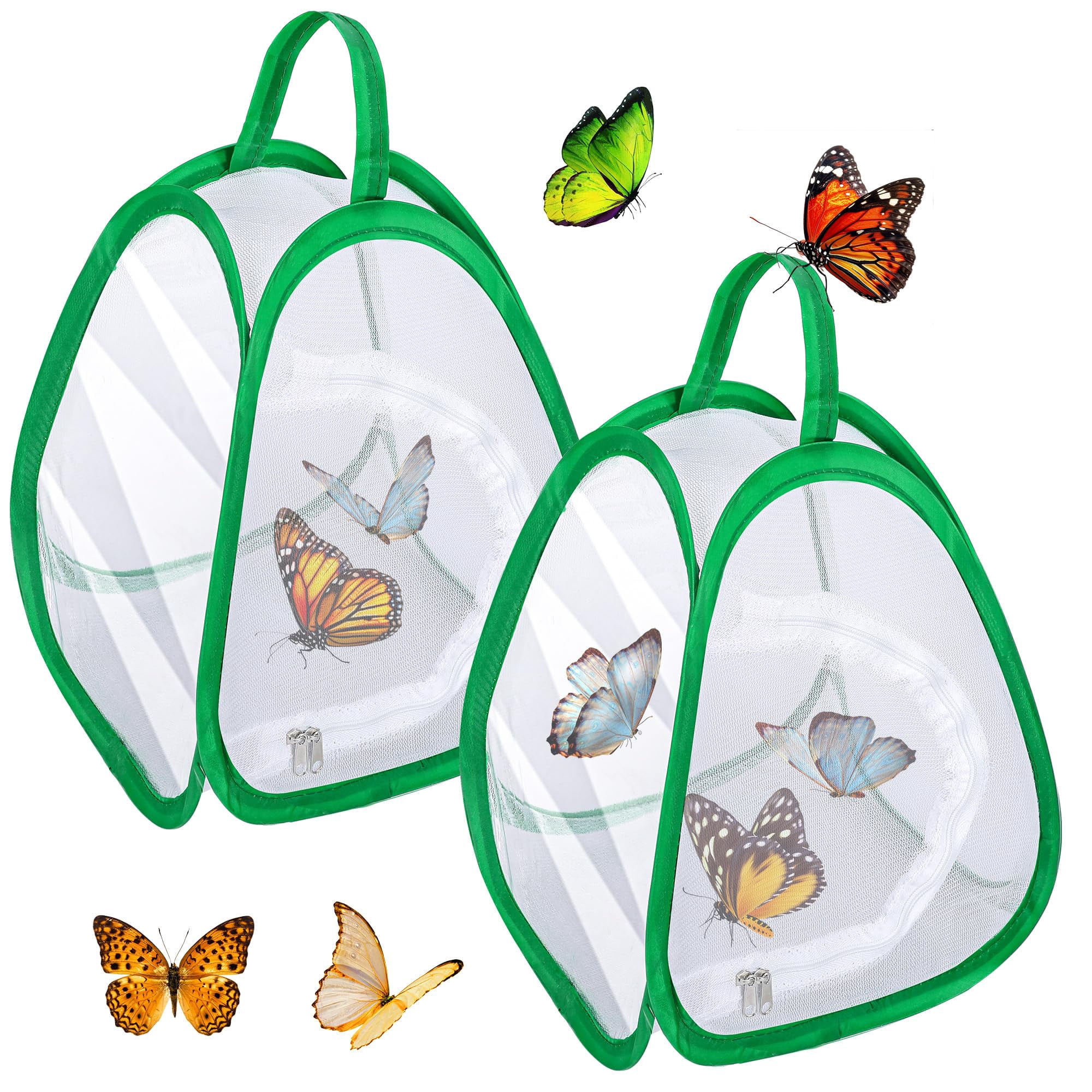 EBaokuup 2 Pcs Butterfly Habitat Cage 10 x 8.8 x 8 Inch Collapsible Insect Mesh Cage