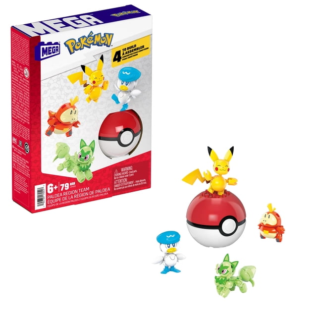 Juguetes de construcción de figuras de acción MEGA Pokémon, 79 piezas con pelota
