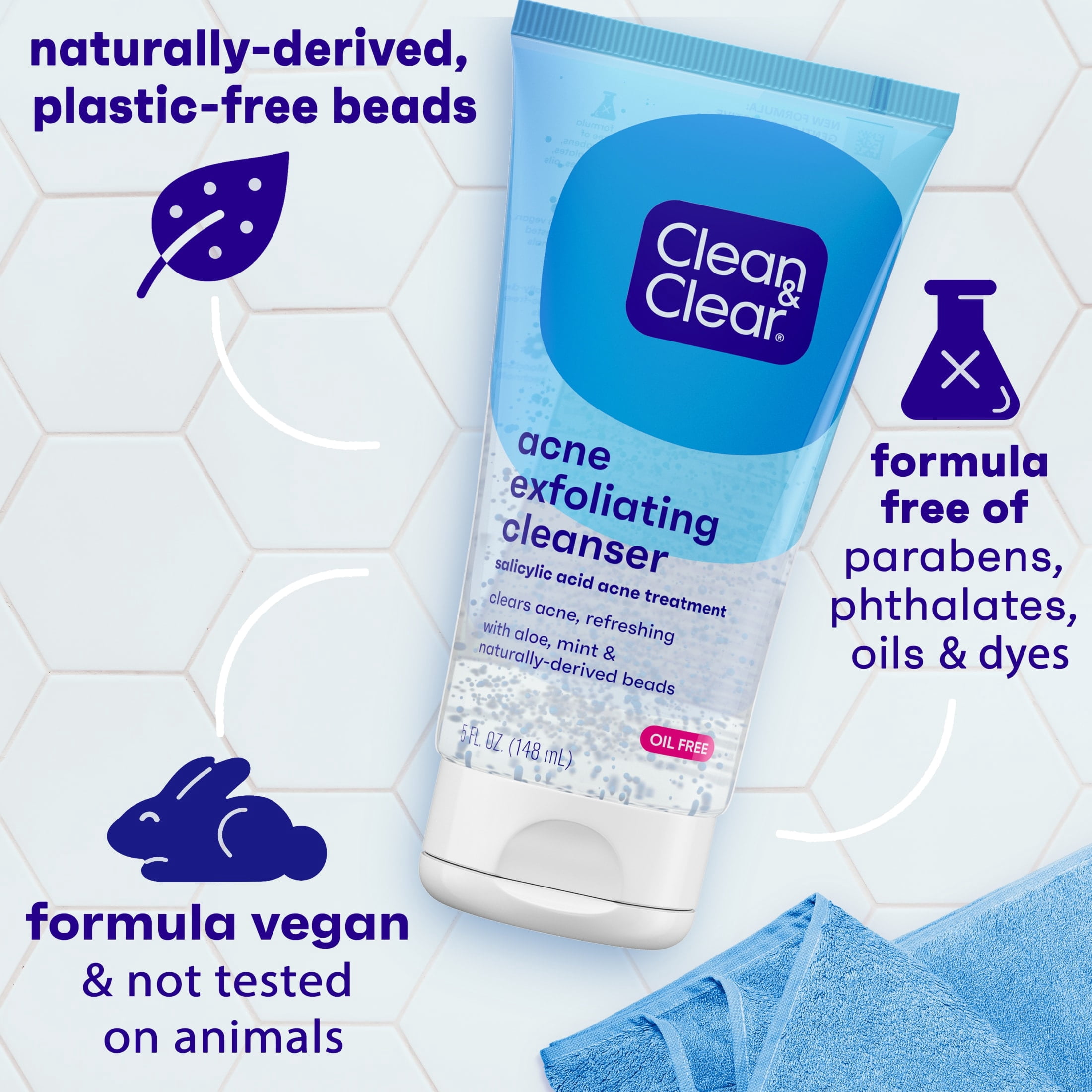 (3 pack) Clean & Clear Acne Triple Clear Exfoliating Facial Scrub, 5 oz