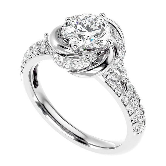 2.25 Ct Floral Style Round Cut Moissanite Diamond (D/VVS1) Wedding Ring for Bride 14K White Gold Size 7 by Diamond-Capitals