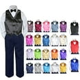 thumbnail image 1 of 23 Color 4 Pieces Navy Vest set Bow Tie Boy Baby Toddler Formal Tuxedo Suit S-7, 1 of 2