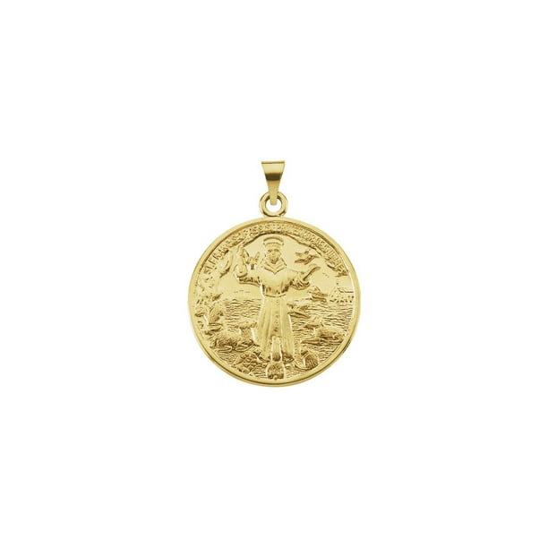 Diamond2Deal - 14K Yellow Gold 26mm St. Francis of Assisi Medal Chram ...