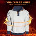 thumbnail image 4 of Chiccall Mens Classic Corduroy Sweatshirts Quarter Button Mock Neck Long Sleeve Pullover Sweatshirt Colorblock Fall Winter Thermal Shirts, 4 of 7