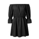 thumbnail image 1 of Jumpingount Vestido de mujer con hombros descubiertos, ropa de color sólido, manga con volantes, vestido de otoño, blanco, S Vestidos Negro L Jumpingount AP003596-15, 1 of 6