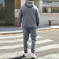 thumbnail image 3 of Fgvctg Mens Sweatsuits 2 Piece Set Winter Sweatsuit Cozy Jogger Sweatpants Comfy Fleece Tracksuits Oversized Sweatshirt Lounge Set with Pockets Dark Gray M, 3 of 9