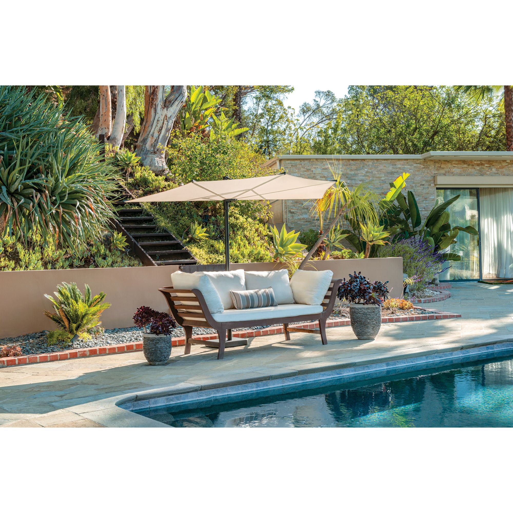 SimplyShade 9' Outdoor Patio Half Octagon Umbrella, Ivory